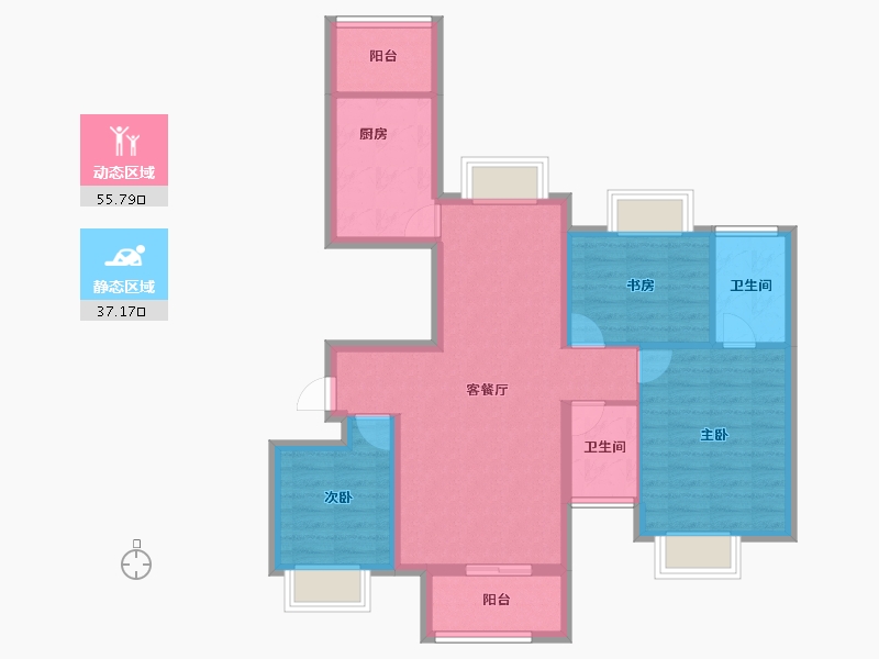 湖南省-常德市-香江悦府-82.46-户型库-动静分区