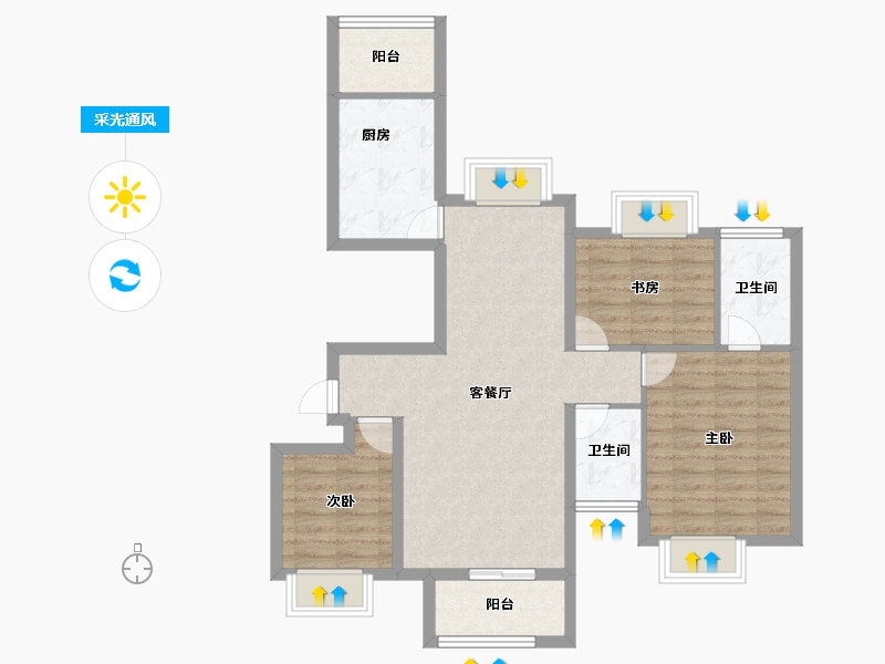 湖南省-常德市-香江悦府-82.46-户型库-采光通风