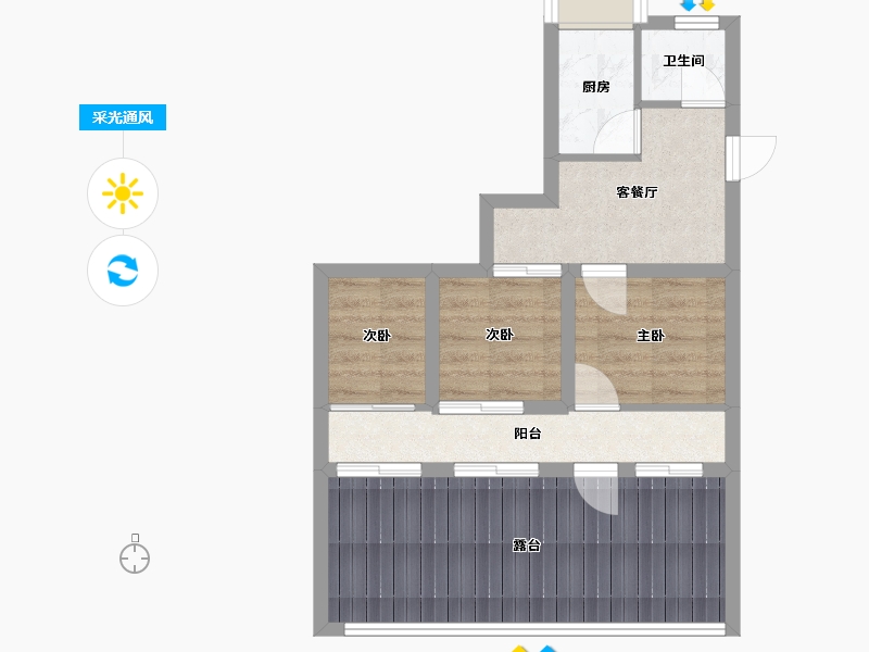 山东省-济南市-七里河小区-54.80-户型库-采光通风