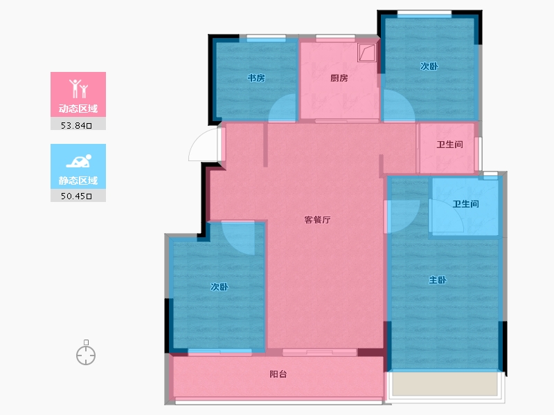 浙江省-嘉兴市-璞悦湖畔-94.41-户型库-动静分区