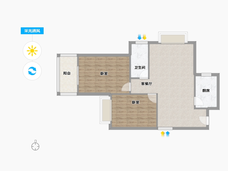 青海省-西宁市-陕安丰登小区-74.98-户型库-采光通风