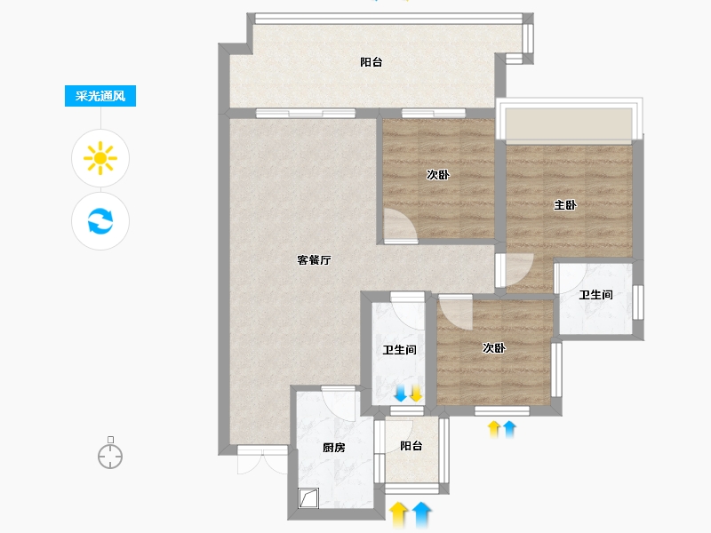 四川省-遂宁市-四川省大英县璟悦湾-85.00-户型库-采光通风