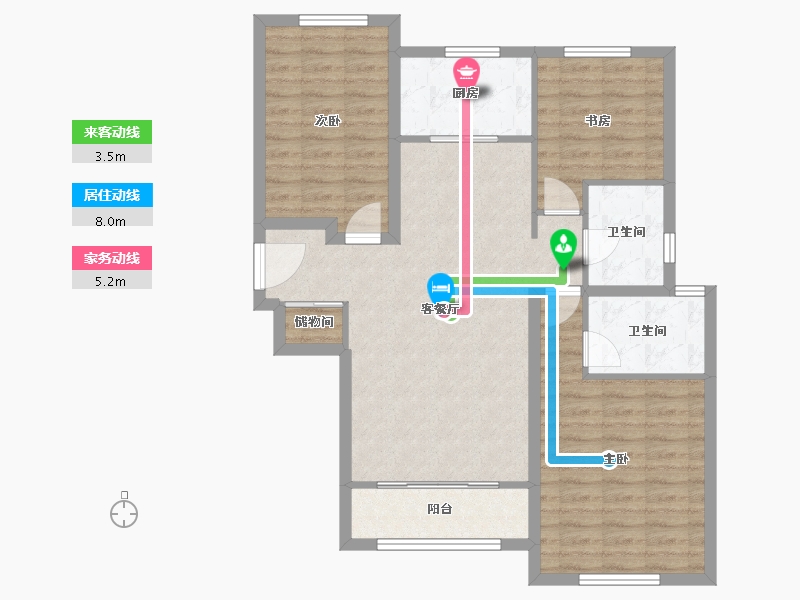 陕西省-西安市-庆华长安家园-90.73-户型库-动静线