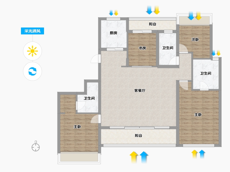 浙江省-杭州市-时代滨江丹枫四季-132.00-户型库-采光通风