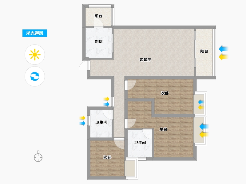 四川省-成都市-温哥华南苑-90.64-户型库-采光通风