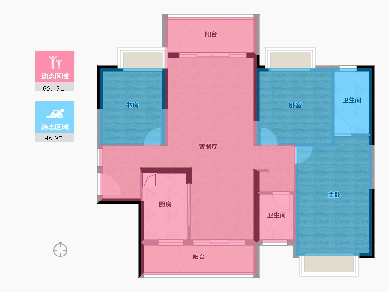 广东省-阳江市-恒隆御景山庄-104.18-户型库-动静分区