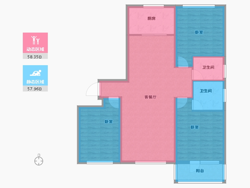 江苏省-扬州市-佳家北苑-104.99-户型库-动静分区