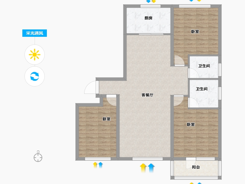 江苏省-扬州市-佳家北苑-104.99-户型库-采光通风