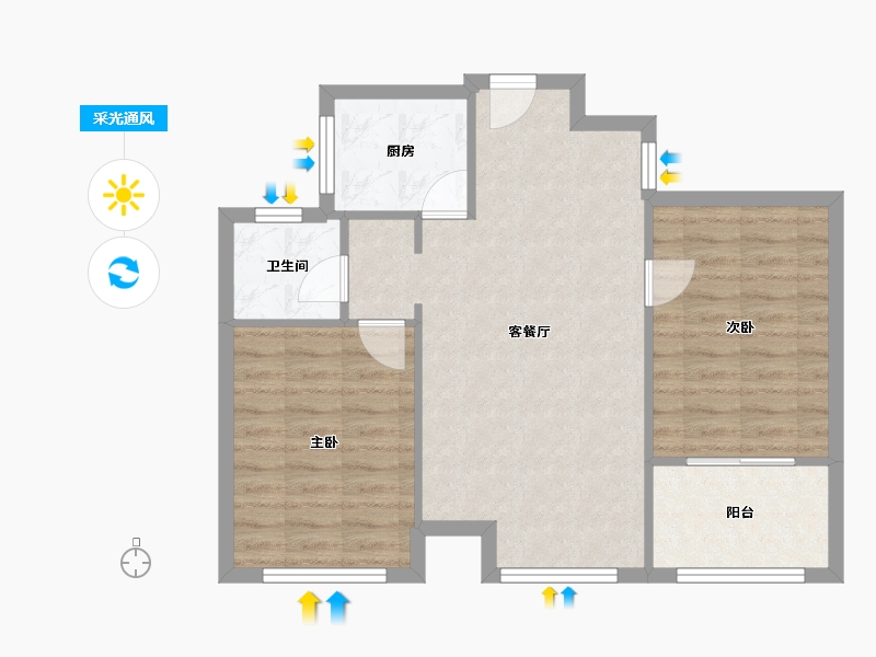 浙江省-嘉兴市-云东公寓-67.69-户型库-采光通风