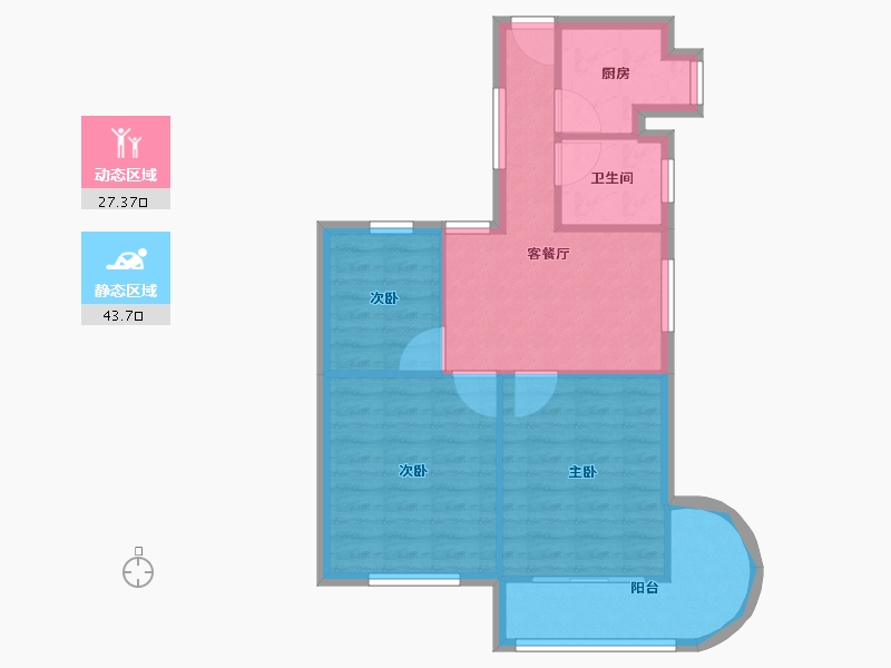 内蒙古自治区-包头市-科技苑社区-64.22-户型库-动静分区