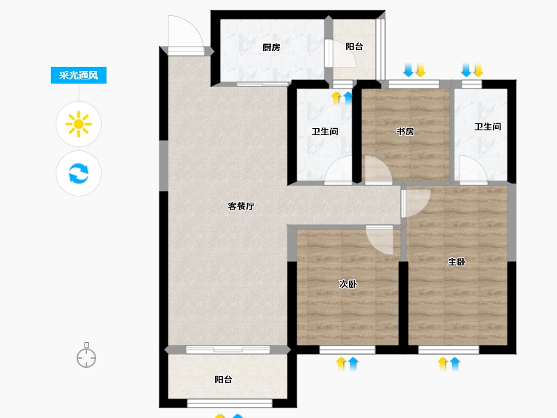 青海省-西宁市-正荣府-79.32-户型库-采光通风