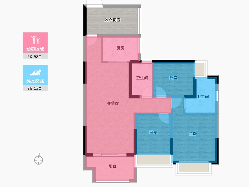 广东省-阳江市-恒隆御景山庄-87.63-户型库-动静分区