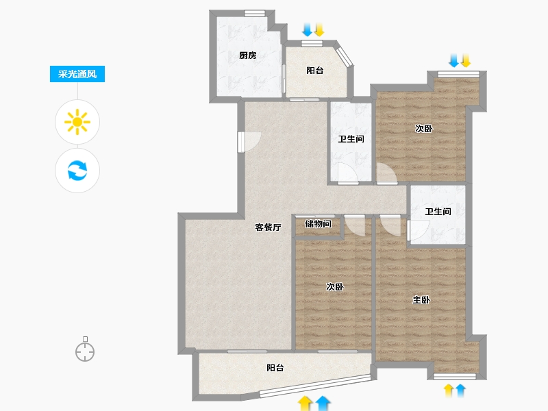 江苏省-无锡市-红山花园-112.13-户型库-采光通风