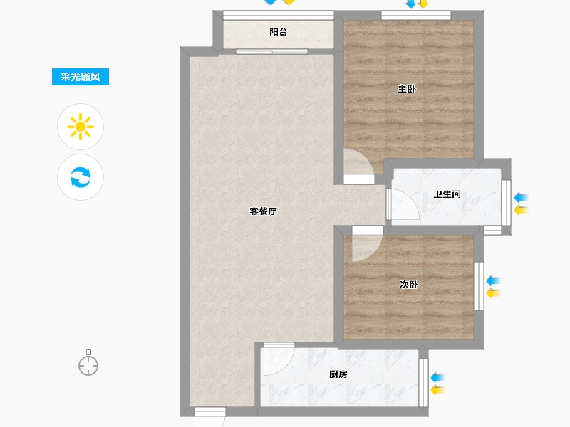 陕西省-西安市-庆华长安家园-64.83-户型库-采光通风