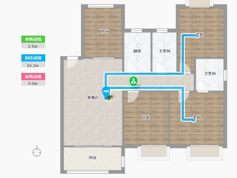 浙江省-嘉兴市-秋江花苑-102.40-户型库-动静线