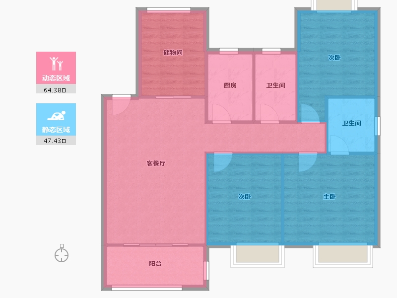 浙江省-嘉兴市-秋江花苑-102.40-户型库-动静分区