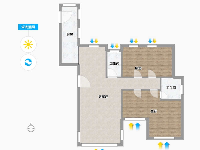 湖南省-常德市-华电新城-76.68-户型库-采光通风