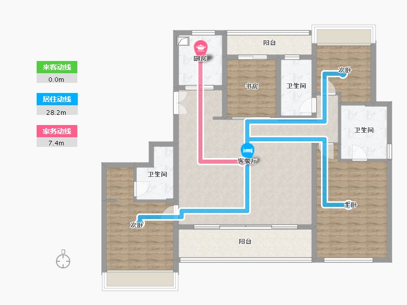 浙江省-杭州市-时代滨江丹枫四季-133.60-户型库-动静线