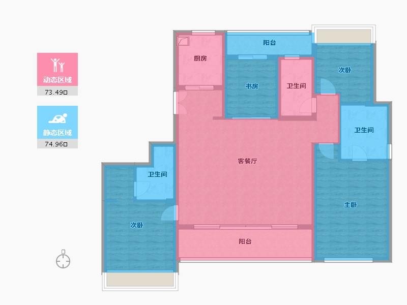 浙江省-杭州市-时代滨江丹枫四季-133.60-户型库-动静分区