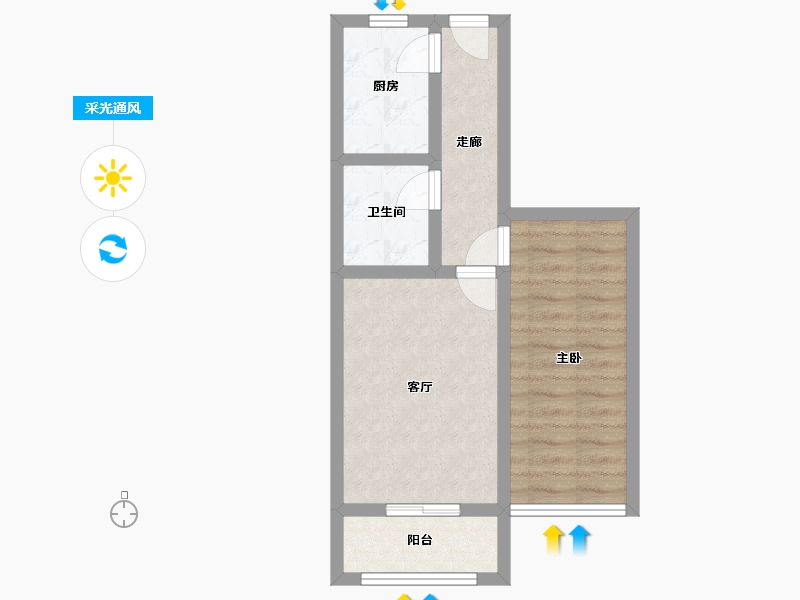 北京-北京市-建设二里-43.30-户型库-采光通风