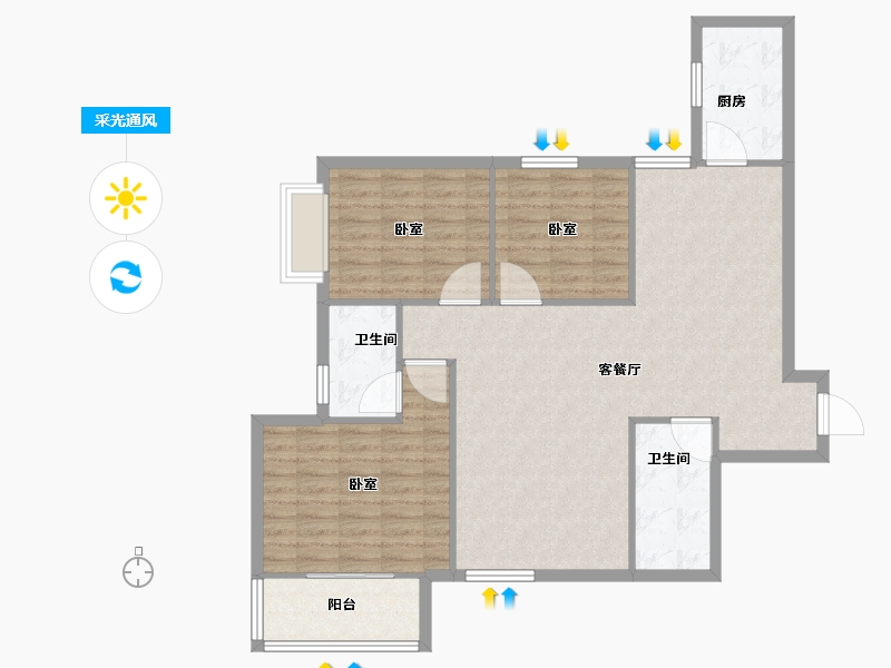 青海省-西宁市-陕安丰登小区-105.60-户型库-采光通风