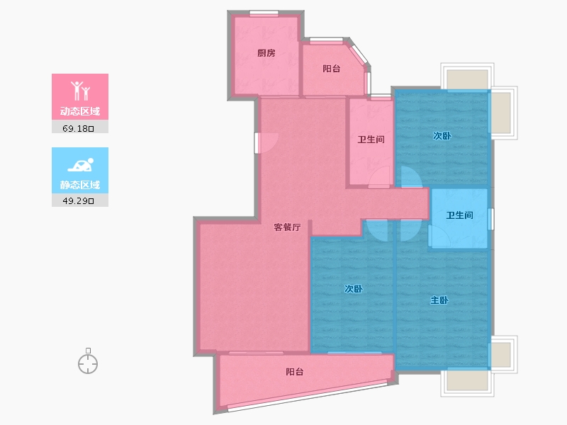 江苏省-无锡市-红山花园-108.66-户型库-动静分区