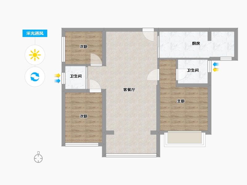 广东省-江门市-骏景湾岭峰-77.52-户型库-采光通风