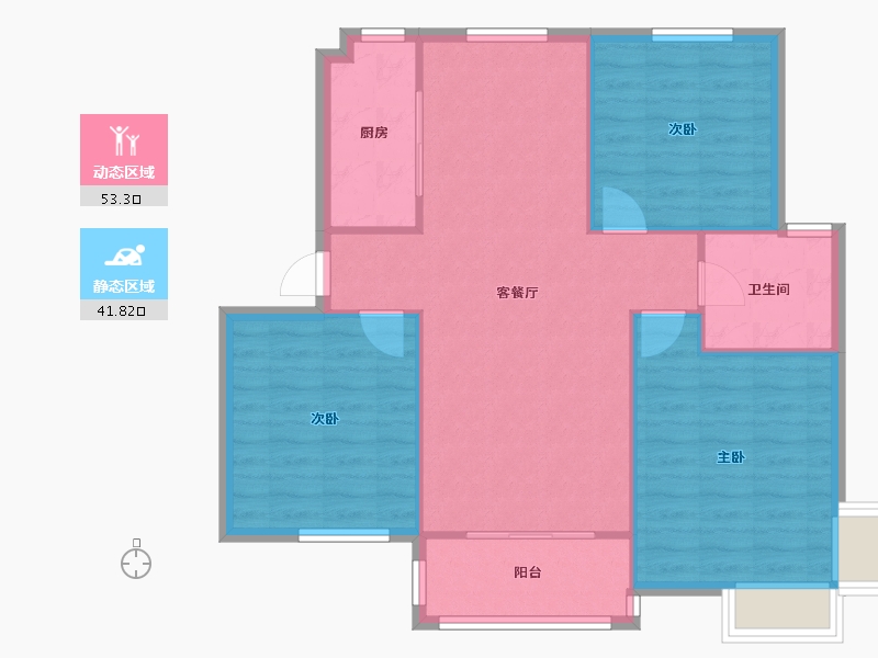 江苏省-无锡市-新惠家园-87.40-户型库-动静分区