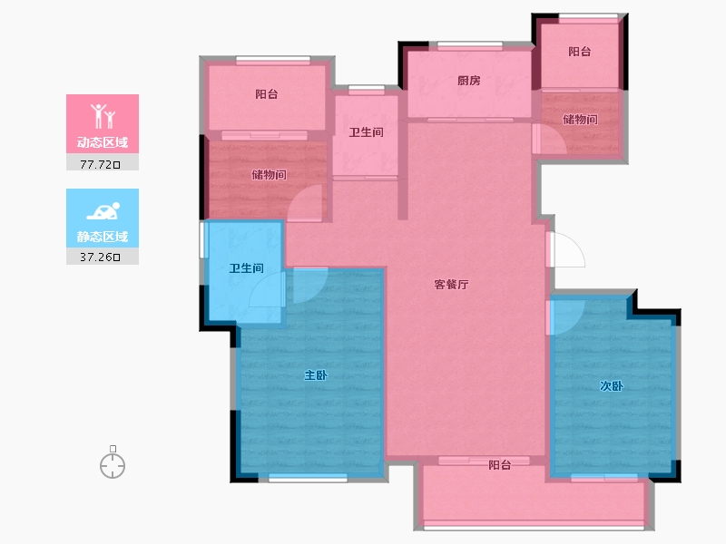 安徽省-池州市-太平鸟西湖家园-104.00-户型库-动静分区