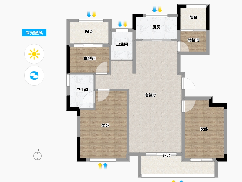 安徽省-池州市-太平鸟西湖家园-104.00-户型库-采光通风