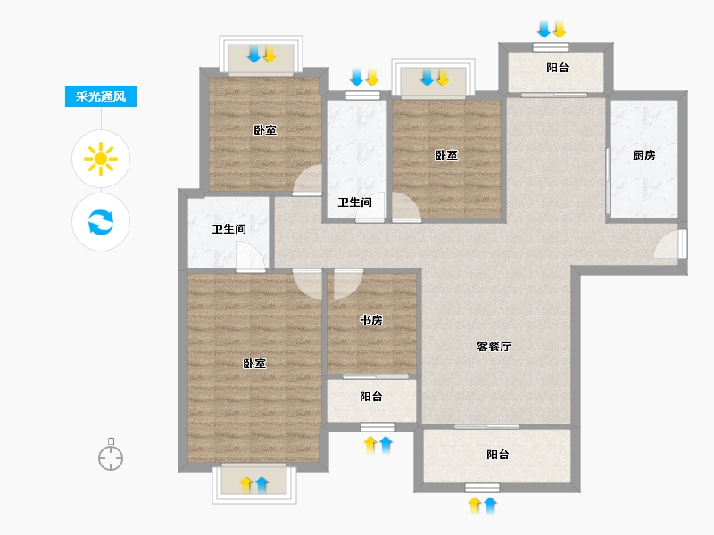 福建省-厦门市-龙湖嘉誉-110.77-户型库-采光通风