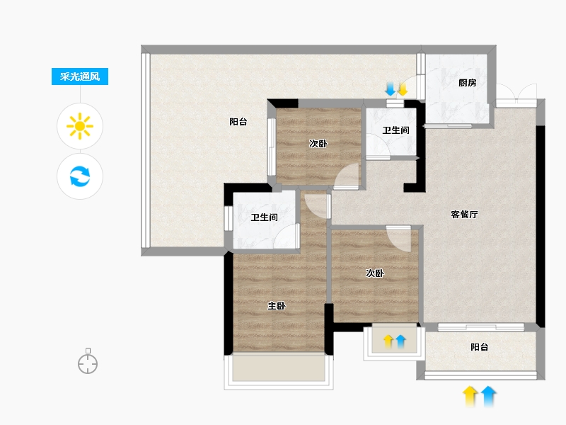 贵州省-贵阳市-中环国际-80.00-户型库-采光通风