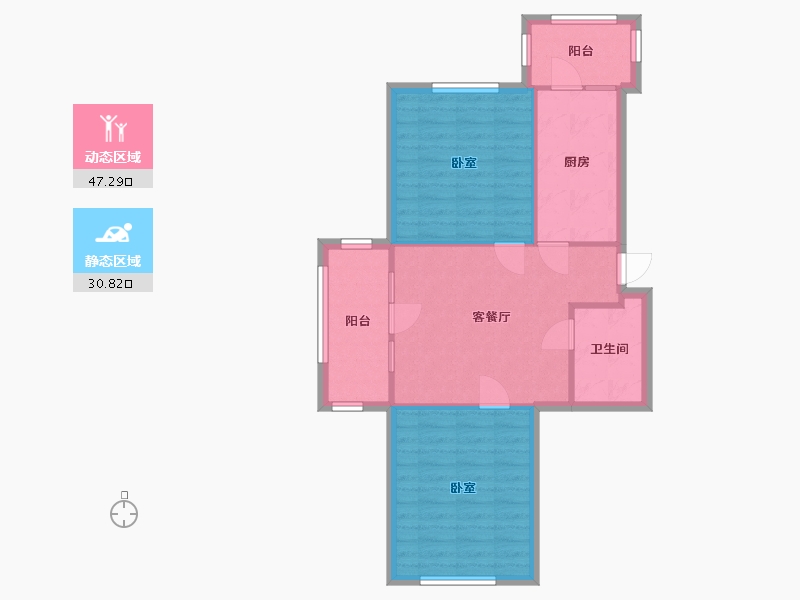 黑龙江省-哈尔滨市-城东新居-D区-68.30-户型库-动静分区