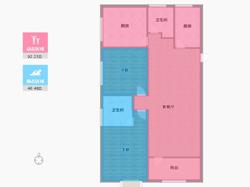 山东省-青岛市-融创维多利亚湾-126.49-户型库-动静分区