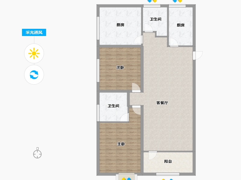 山东省-青岛市-融创维多利亚湾-126.49-户型库-采光通风