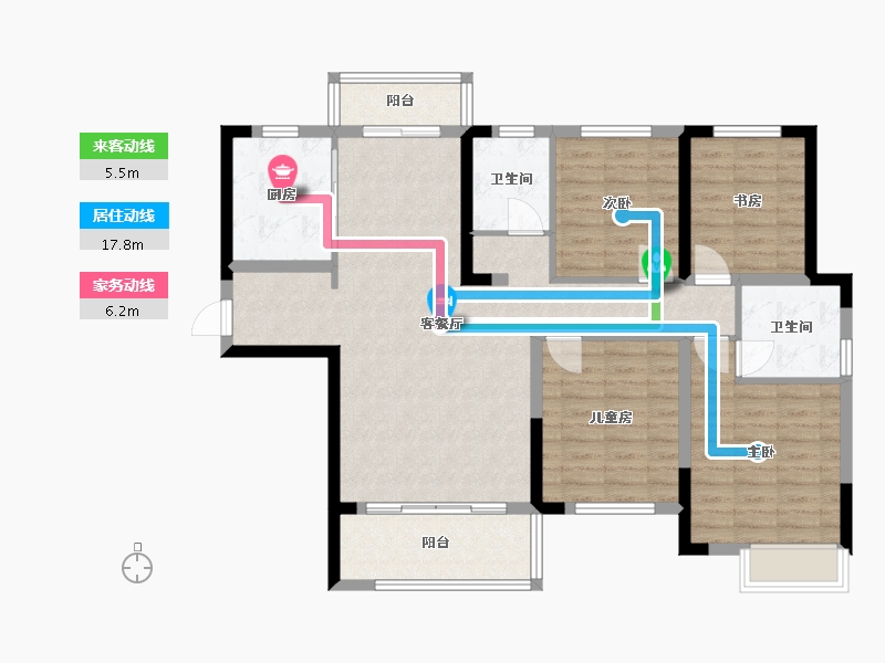 湖南省-长沙市- 中建嘉和城凤凰台-113.65-户型库-动静线