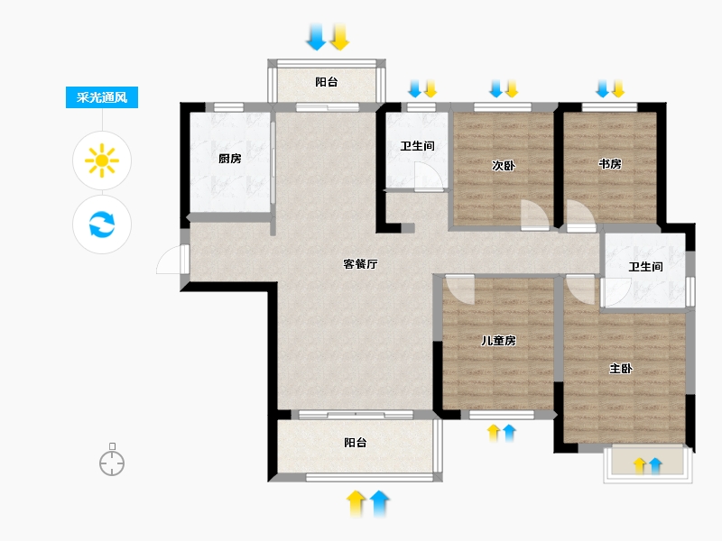 湖南省-长沙市- 中建嘉和城凤凰台-113.65-户型库-采光通风