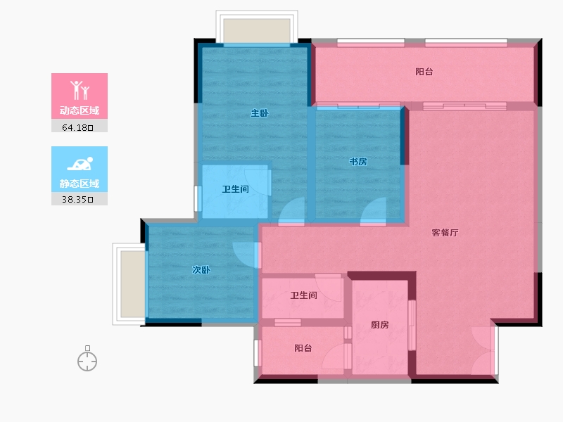 贵州省-贵阳市-中环国际-91.27-户型库-动静分区