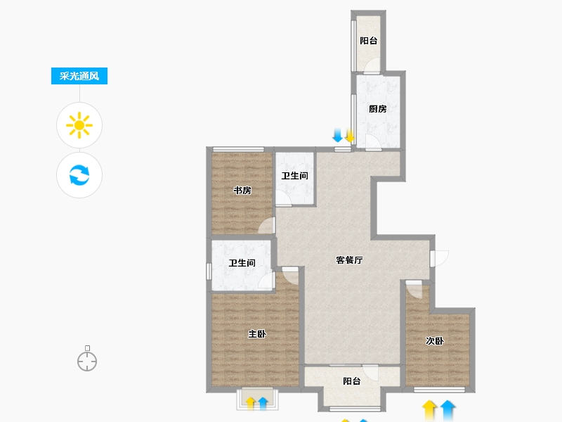 山东省-青岛市-融创维多利亚湾-120.20-户型库-采光通风