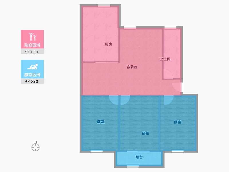 陕西省-咸阳市-秦宝小区东区-90.58-户型库-动静分区