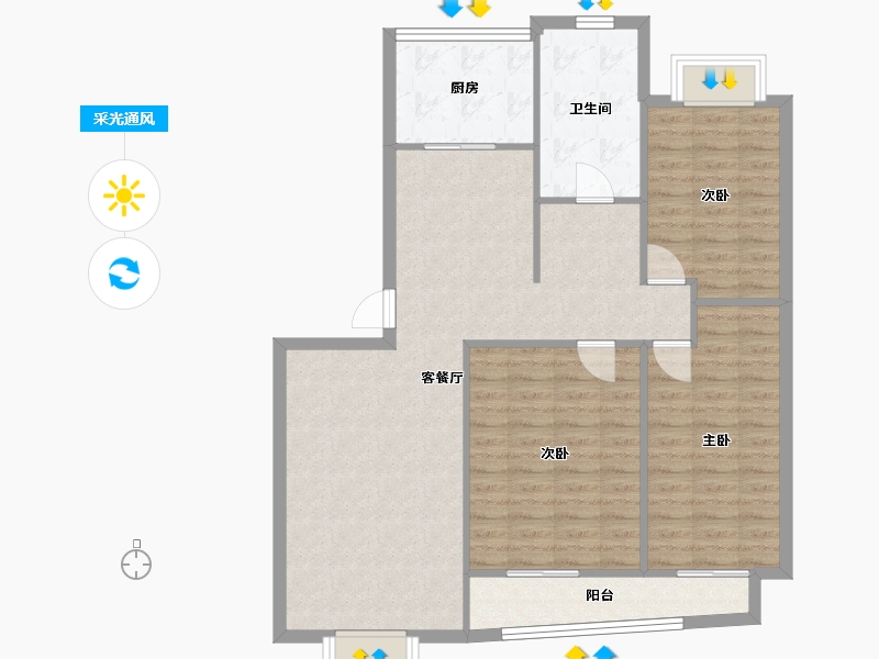 山东省-淄博市-凯瑞溪园-91.22-户型库-采光通风