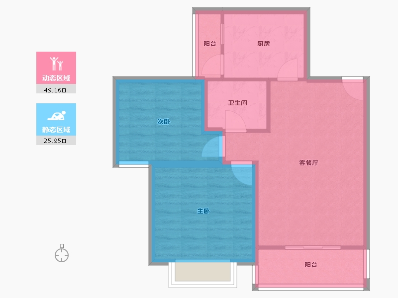 贵州省-贵阳市-德润小区-67.20-户型库-动静分区