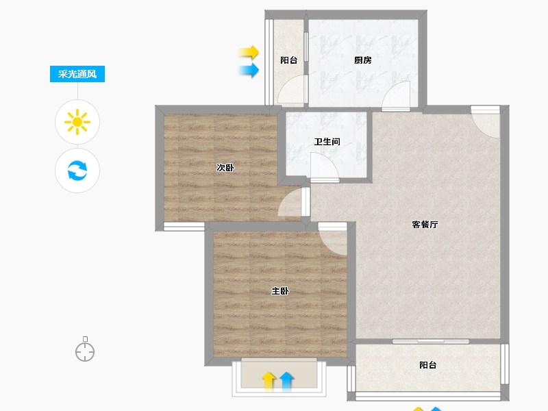 贵州省-贵阳市-德润小区-67.20-户型库-采光通风