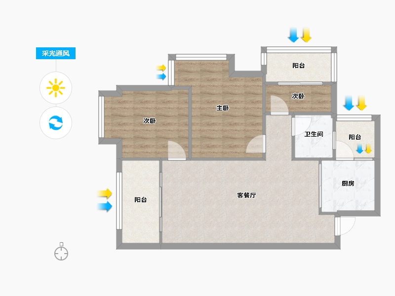 四川省-成都市-正成源筑-72.70-户型库-采光通风