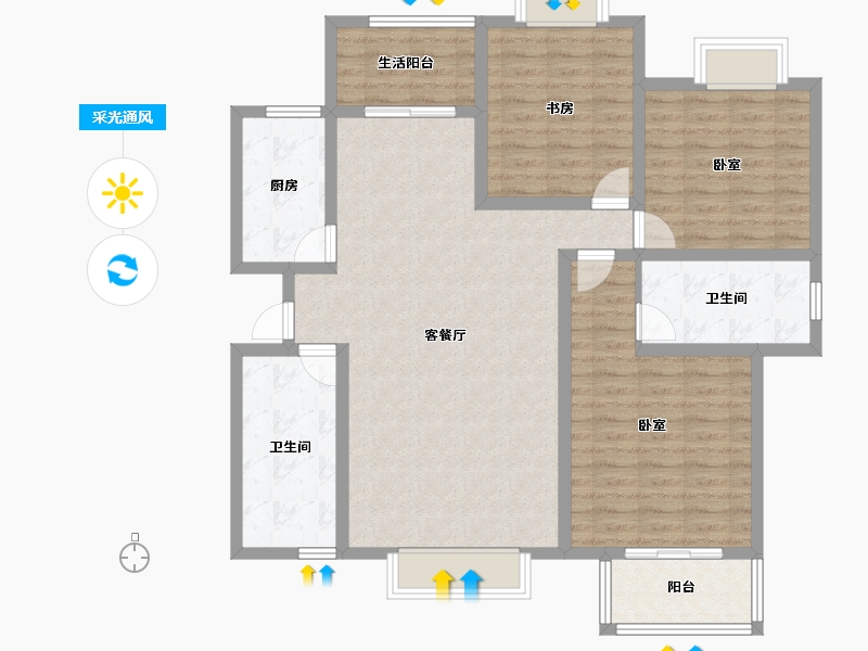 陕西省-安康市-百盛新里城-112.81-户型库-采光通风