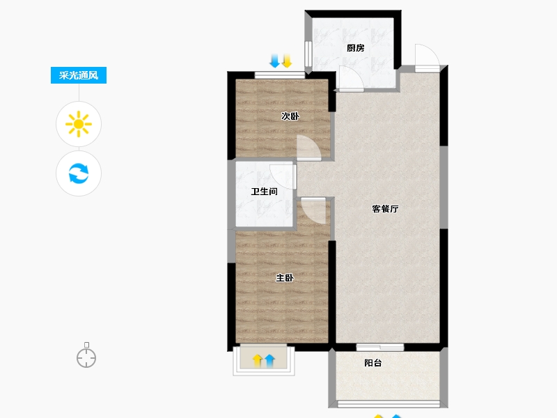 辽宁省-抚顺市-恒大华府-72.71-户型库-采光通风