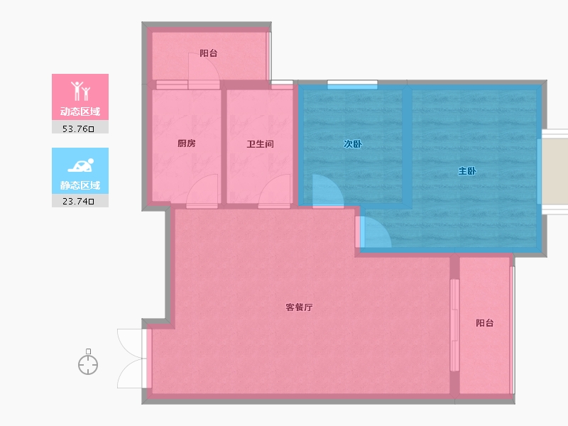 贵州省-贵阳市-中环国际-69.63-户型库-动静分区