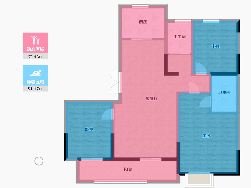 山东省-德州市-牡丹华都城市公园里的家-102.00-户型库-动静分区