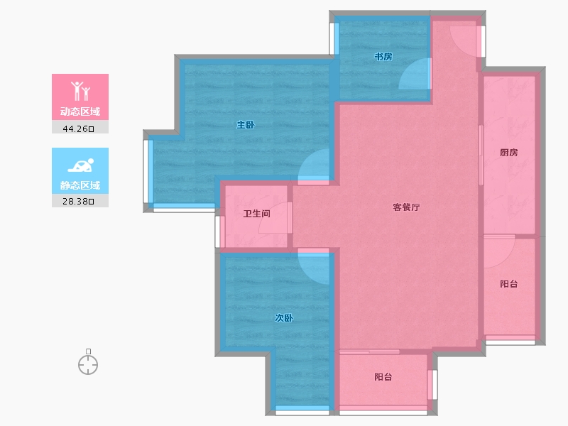 四川省-成都市-温哥华南苑-64.25-户型库-动静分区