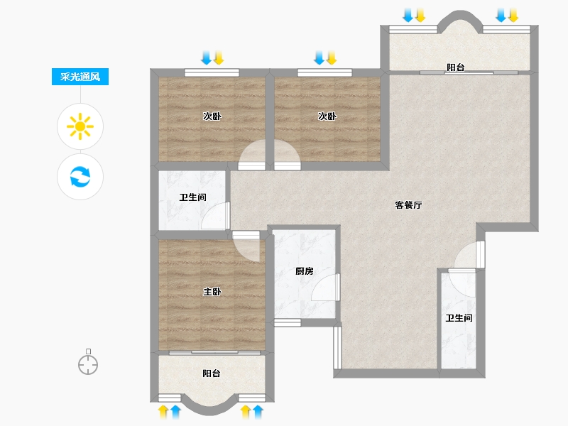 山东省-济南市-百花小区-86.30-户型库-采光通风